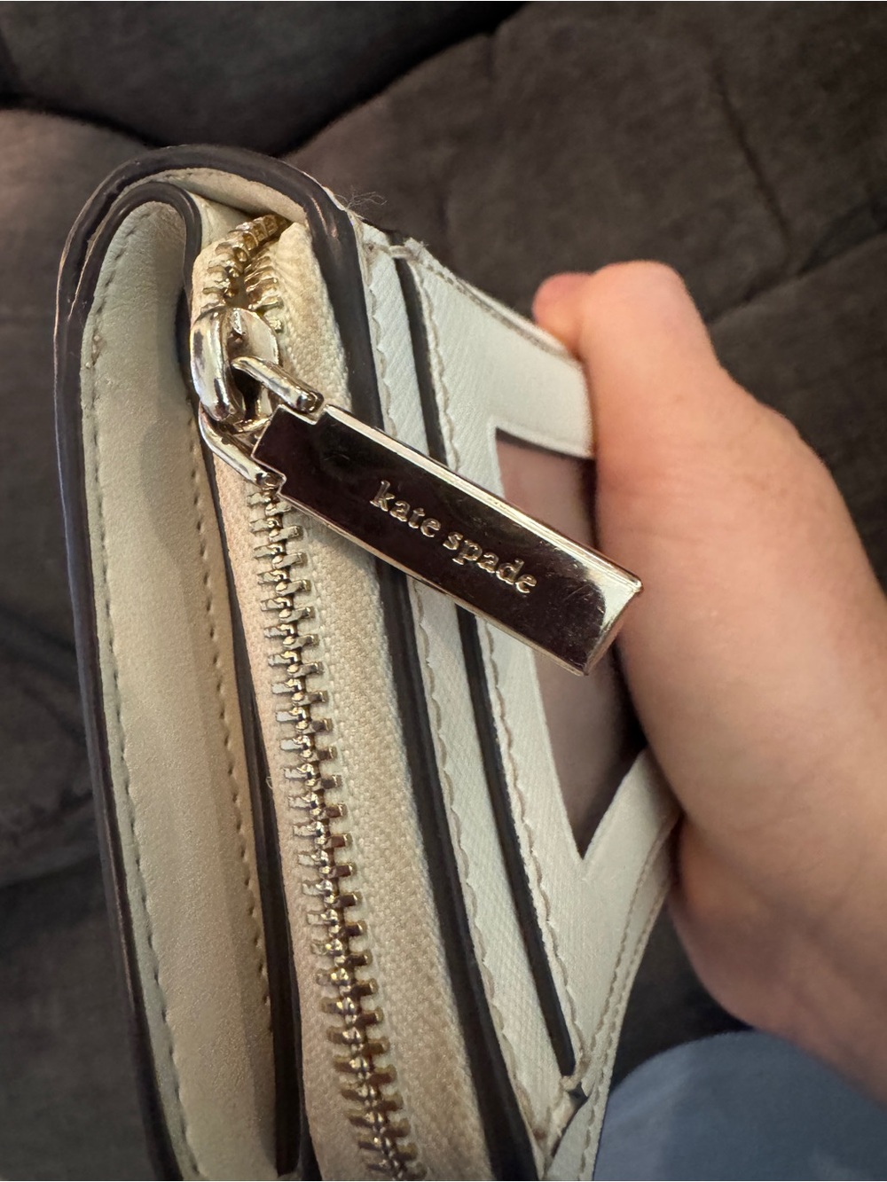 Kate Spade New York Ivory Saffiano Leather Zip Bifold Wallet - Picture 3 of 9